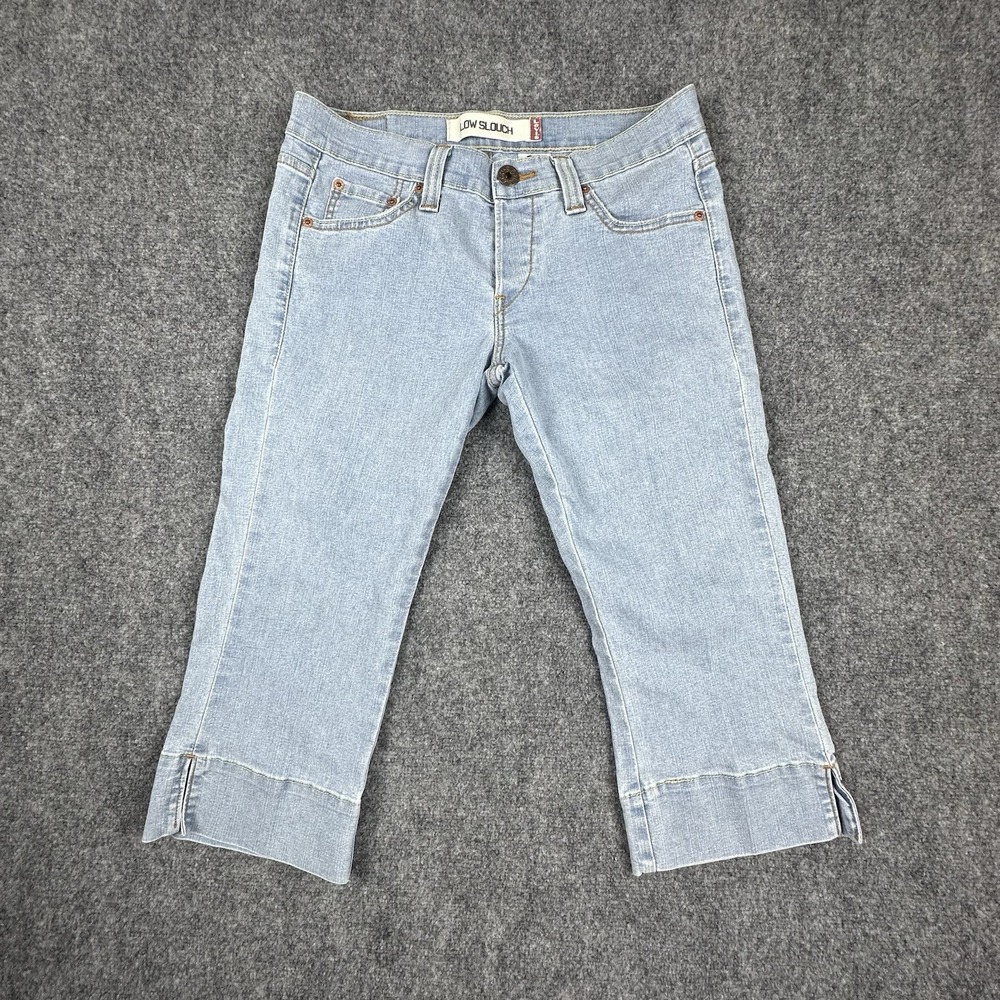 Vintage Levi's Women's Size 7 Light Wash Low Slouch Crop Capri Split Cuff Y2K